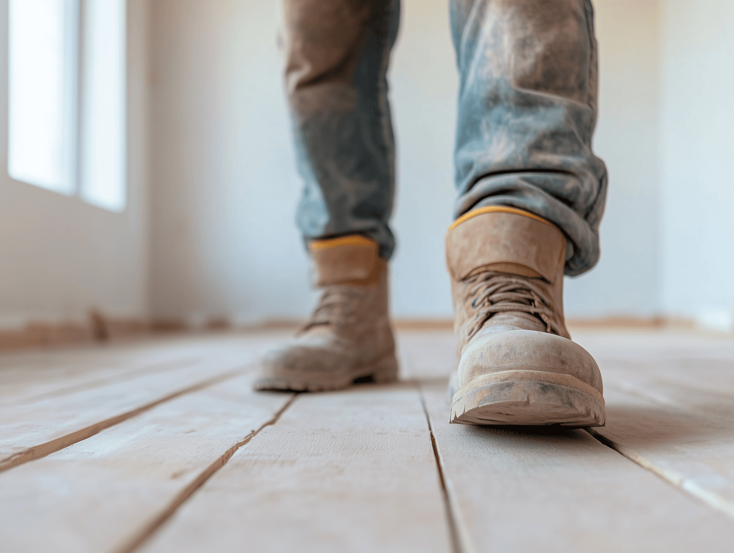Frisch verlegter Holzboden in einem leeren Zimmer